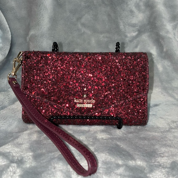 kate spade Handbags - kate spade Glitter Envelope Wristlet in Berry Pink